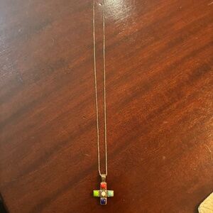 Multicolored cross necklace